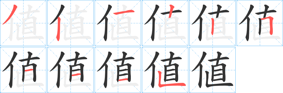 値字笔画写法