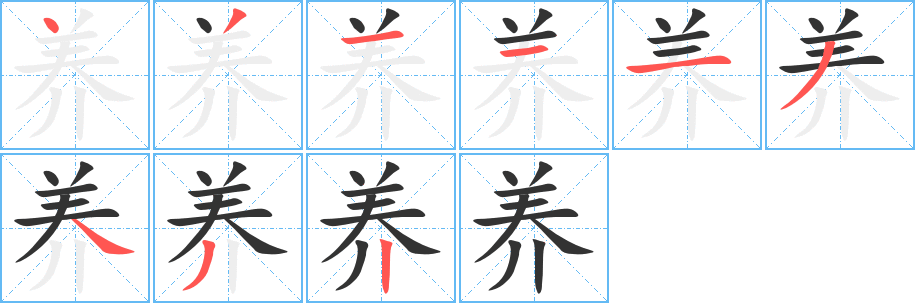 养字笔画写法