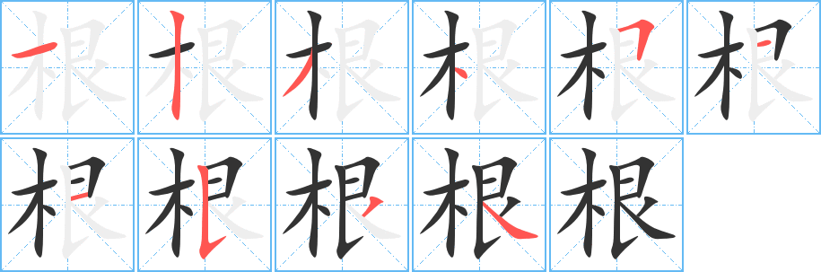 根字笔画写法