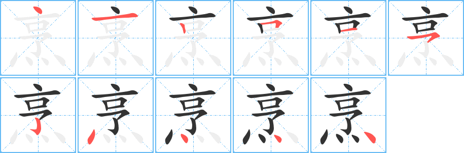 烹字笔画写法