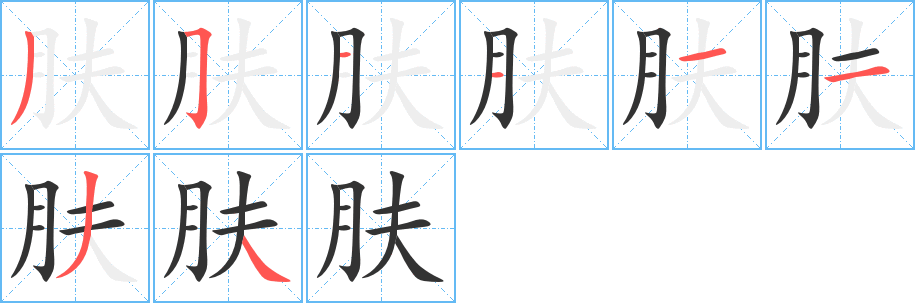 肤字笔画写法