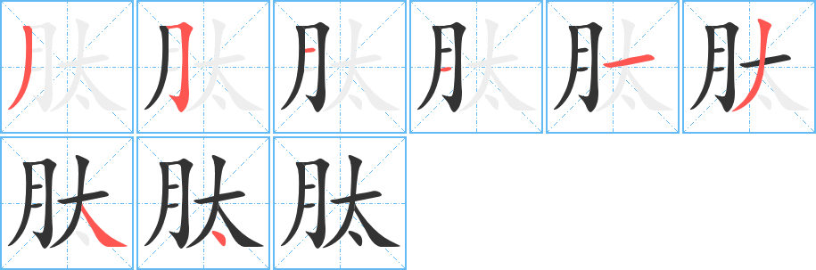 肽字笔画写法