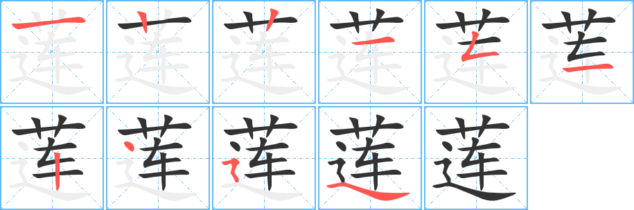 莲字笔画写法