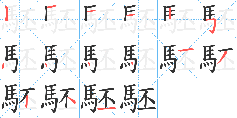 駓字笔画写法