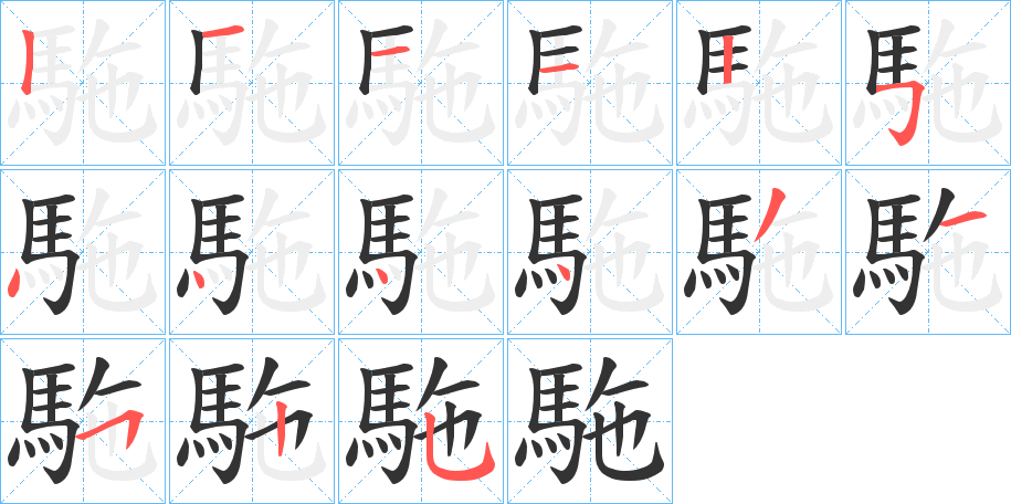 駞字笔画写法