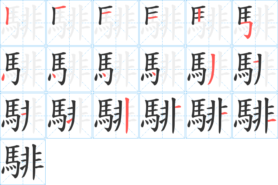 騑字笔画写法