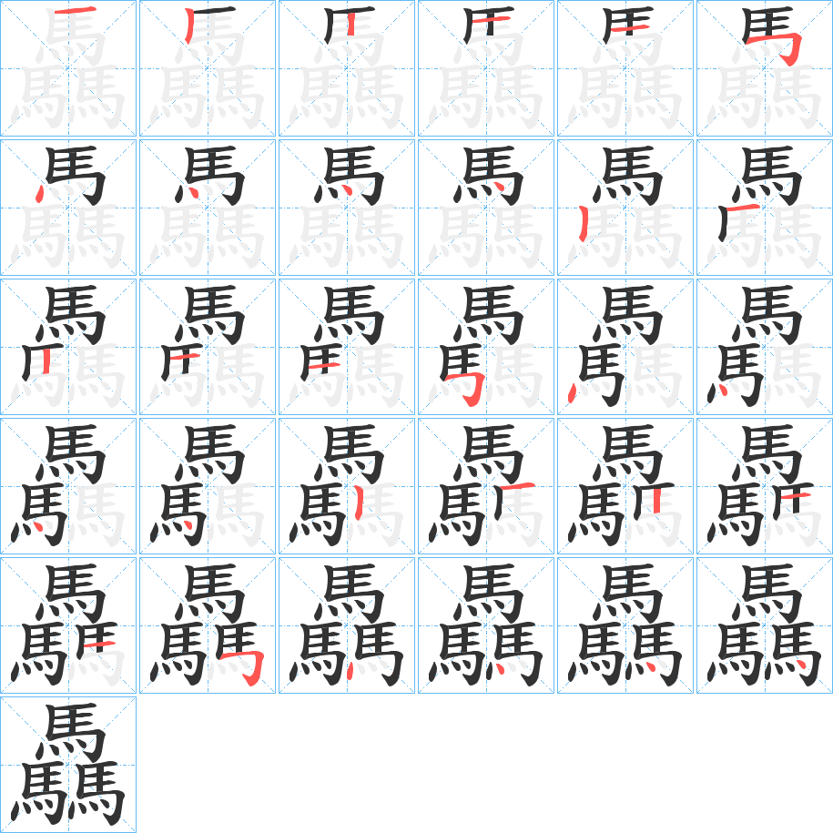 驫字笔画写法