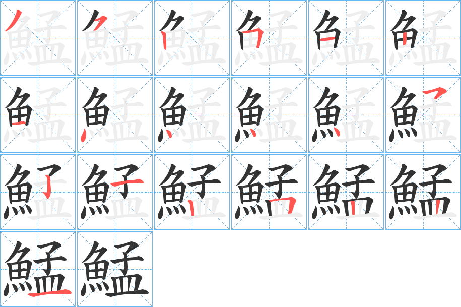 鯭字笔画写法